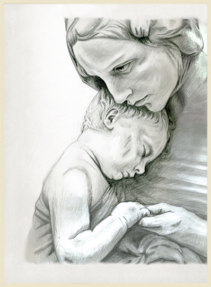 baby portrait in pencil